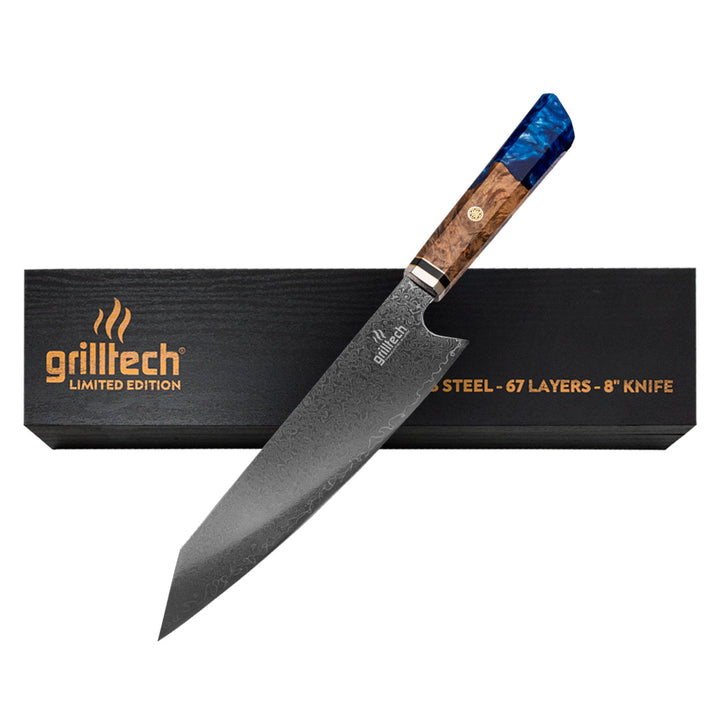 Cuchillo Damascus Azul 8"