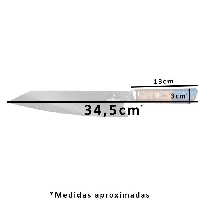 Cuchillo Damascus Azul 8"