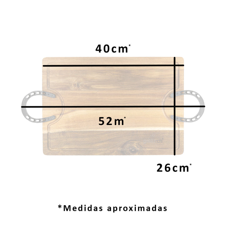 Tabla Rústica Parrillero (con Herraduras) 40x26 cm.